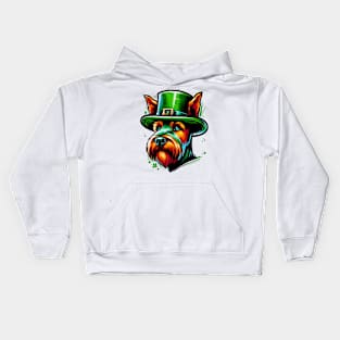 Irish Terrier Celebrates Saint Patrick's Day Kids Hoodie